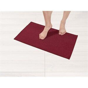 Burgundy Red Cotton Bath Rug 17x24 Non Slip Washable Shaggy Bathroom Mat